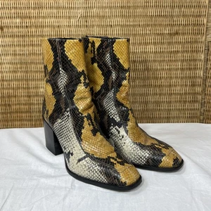 RE$ 899 AEYDE Brown Women's Ankle Python Snakeskin Block Heel Boot 36/US6 Retro - Bild 1 von 10