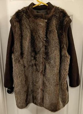 Women's Classic Vintage HillMoor New York Faux Fur Sweater Coat Jacket 2XL Warm  - Image 1 of 4