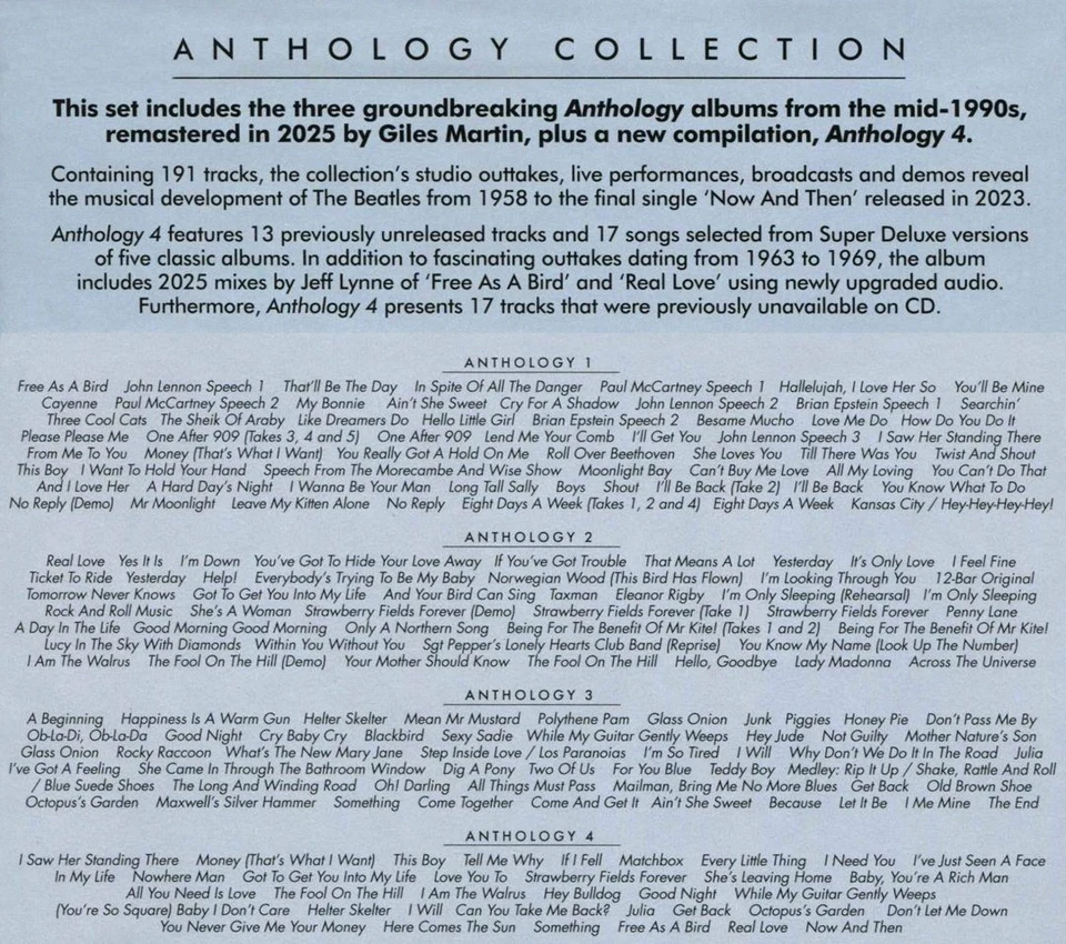 THE BEATLES ANTHOLOGY COLLECTION [2025 EDITION] [8 CD BOXSET] NEW CD - Image 1 of 1