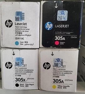 Set of 4 Genuine Factory Sealed CE410X CE412A CE413A CE413A Toners 305X 305A - Picture 1 of 1