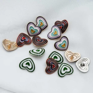 5pcs Layered Heart Buttons Enamel for Clothing DIY Sewing Scrapbooking 18/23mm - Picture 1 of 10