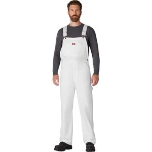 Dickies Latzhose Herren 44x30 weiß Denim Zimmermann Maler Baumwolle Workwear Logo - Bild 1 von 10