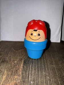 Figurina Playskool Chunky People 3" blu vintage anni 80 con tappo pilota rosso - pesata - Foto 1 di 20