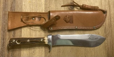 CUCHILLO CAZADOR PUMA BLANCO 6377 MANGO DE CIERVO DE COLECCIÓN HOJA FIJA PUMASTER ACERO ALEMANIA Foto 1 de 4