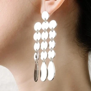 925 Sterling Silver Long Dangle Earrings Boho Hippie Statement Jewelry Gift Q56 - Picture 1 of 7