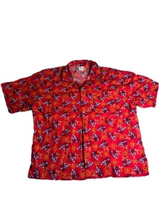 Disney Store Camicia Uomo XL Rosso Topolino Surf S/S Camicia Hawaiana con Bottoni - Foto 1 di 10