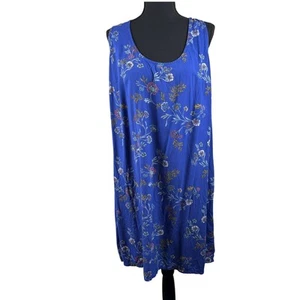Vecchio abito blu navy floreale senza maniche elasticizzato taglia XL - Foto 1 di 10