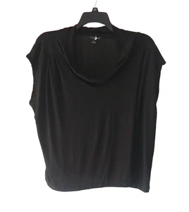 August Seide einfarbig schwarz Top Damen 3X ärmellos Wasserfallausschnitt Viskose Elasthan - Bild 1 von 5