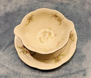 Theodore Haviland NY Rosalinde Sauciere Schale mit aufgesetztem Unterteller - Bild 1 von 5