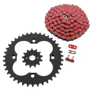98-02 Honda Sportrax 300EX TRX300EX Non O-Ring Red Chain & Black Sprocket 12/39 - Picture 1 of 5