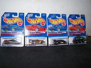 1997 HOT WHEELS TECHNO BITS SERIE SET DE 4 MIP - Imagen 1 de 5