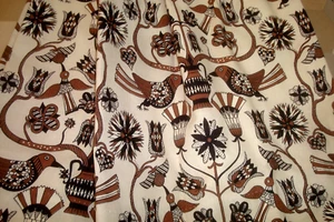 Vtg REMADE One Pr Custom Drapes NEW Lining Pinch pleat Harlequin Birds 84" lg - Picture 1 of 11