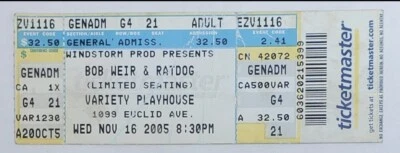 Boleto de música de concierto Dead and Company 2005 Bob Weir and Ratdog variedad Playhouse Foto 1 de 2