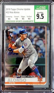 2019 Topps Chrome Update #52 PETE ALONSO ROOKIE RC METS 20 CSG 9.5 TRUE GEM MINT - Picture 1 of 4