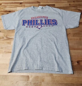 VINTAGE Philadelphia Phillies Shirt Men’s MEDUIM Gray MLB Baseball Y2K - Picture 1 of 3