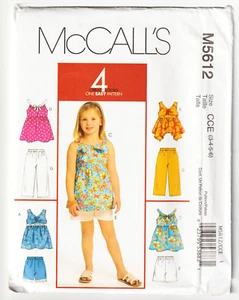 McCalls M5612 Mädchen Tops-Shorts-Caprihose Gr. 3-4-5-6 einfaches Nähmuster ungeschnitten - Bild 1 von 2