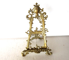 Antique Victorian Ornate Rococo Revival Brass Table Display Easel 17" H Mint