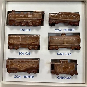 Boyd Special Glass Six Piece Train Set #51 Slag Glass Buckeye Original Box Set - Picture 1 of 7
