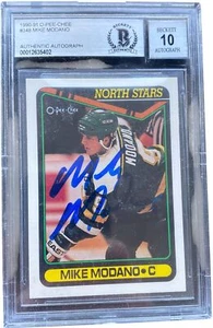 MIKE MODANO SIGNED 1990/91 O-PEE-CHEE OPC ROOKIE RC CARD #348 BAS AUTO 10 1 - Picture 1 of 1
