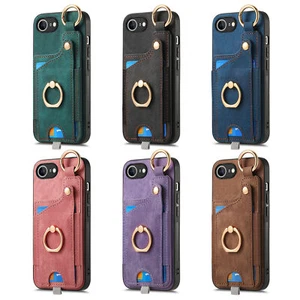 Ring Kickstand PU Leather Shockproof Rugged Wallet Phone Case For iPhone 16e NEW - Picture 1 of 74