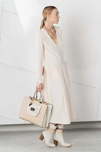 ELISA CAVALETTI langes Kleid cremefarbend langarm Herbst Winter Gr. S - Bild 1 von 4