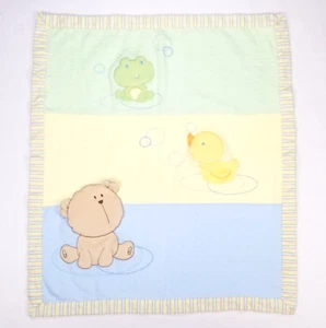 Carters Babydecke Bär Ente Frosch Blasen wendbar gelb grün Unisex 27x31 - Bild 1 von 7
