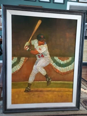 Kirby Puckett HOF 1991 World Series Oil On Gessoed Panel Painting Original Art - Imagem 1 de 4