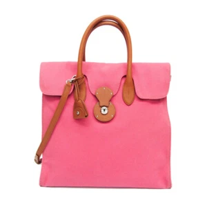 Ralph Lauren Ricky Damen Leder,Canvas Handtasche,Schultertasche Braun FVEL000035 - Bild 1 von 12