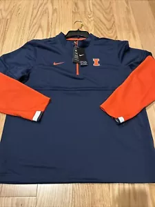 Nike Men NCAA Illinois Fighting Illini Blue Half Zip Top CQ5695 419 Size S NWT - Picture 1 of 9