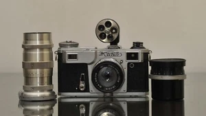Kiev 4 AM Con Helios 103 Jupiter 11 E Jupiter 12 Contax II Copy Film Tested Top - Foto 1 di 19