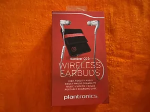 GENUINE Plantronics BackBeat GO 2 White Wireless Earbuds Headset + Charging Case - Picture 1 of 1