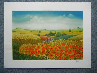 Ivan Stefanek Farbserigraphie "Mohn im Kornfeld" signiert + nummeriert - Bild 1 von 3