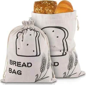 Brotbeutel, 2 Stück Leinen Brotbeutel, Brotbeutel zur selbstgebackenen Brotaufbewahrung mit - Bild 1 von 2