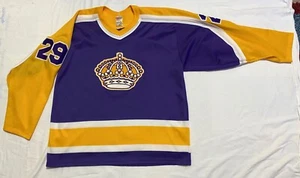 1980-1988 Los Angeles Kings #29 maglia vintage NHL hockey away grande CCM Maska - Foto 1 di 11