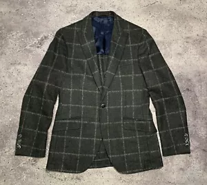 Hackett London Mens Grey Boucle Wool Check Blazer Jacket Size 38R (175/92A) - Picture 1 of 18