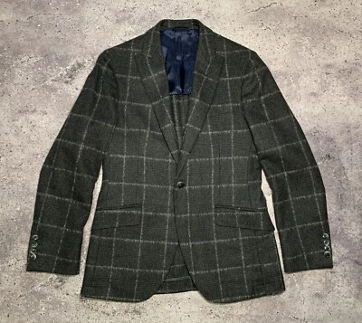 Hackett London Mens Grey Boucle Wool Check Blazer Jacket Size 38R (175/92A) - Image 1 of 4