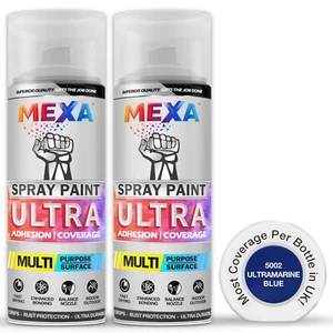 Mexa Spray Paint | Ultramarine Blue | 2 x 400ml | Double Pack | Most Coverage - Picture 1 of 7