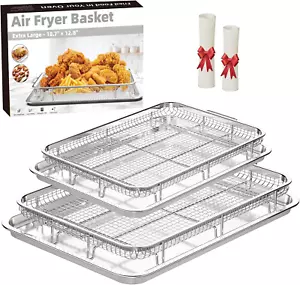 Oven Air Fryer Basket and Tray Set, 2 Set with 60 Parchment Papers, 18.8"X12.8" - Picture 1 of 12