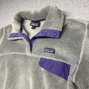 Patagonia Shirt Jacket Size Large Womens Gray Purple Re-Tool Snap T Fleece - Picture 1 of 10