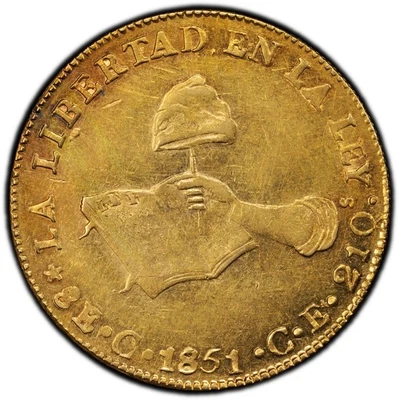 México Oro 8 Escudos 1851-C CE Culiacán PCGS AU-55! TOP POP! Lustroso casi como nuevo Foto 1 de 4