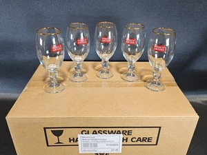 Case of 24 Stella Artois 33CL Gold Rimmed Beer Glasses Chalices NEW - Picture 1 of 8