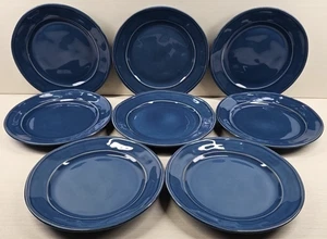 8 Euro Ceramica Blue Salad Plates Set Wavy Edge Table Dining Dishes Portugal Lot - Picture 1 of 24