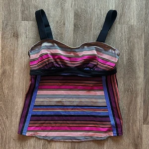 Athleta Pura Tankini Swim Top 34 B/C Multicolor Capri Stripe Underwire - Picture 1 of 4