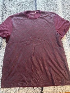 Men's GUESS Maroon T Shirt Size XXL - Picture 1 of 3