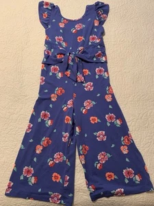 Girls Wonder Nation Purple Floral Wide Leg Jumpsuit Size 7/8 - Picture 1 of 8