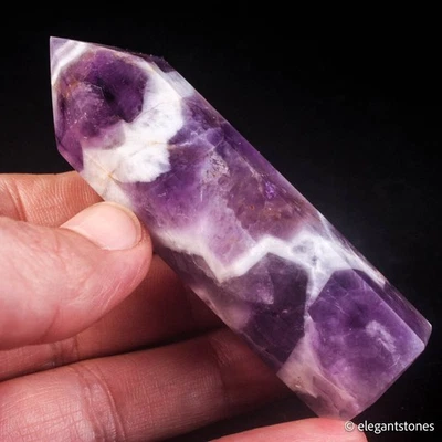 69g79mm Chevron Amethyst Point Natural Crystal Obelisk Tower Healing Gemstone - Image 1 of 4