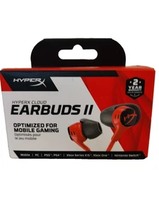 HyperX Cloud Earbuds II - Red- Wired Gaming Headphones Microphone 3.5mm Jack - Picture 1 of 7