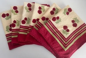 Couleur Nature by Bruno Lamy Napkins 6 Floral Hand Made Cotton India Red Flower - Picture 1 of 17