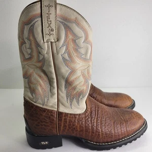 Tony Lama TLX Performance Boots Men 7.5 B Ivory Bullhide Cowboy Western XT6002L - Picture 1 of 12