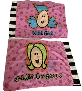 Vintage Groovy Chick Hello wunderschöne Knall an der Tür Kissenbezüge 2-teiliges Set 90er Jahre Y2K - Bild 1 von 4